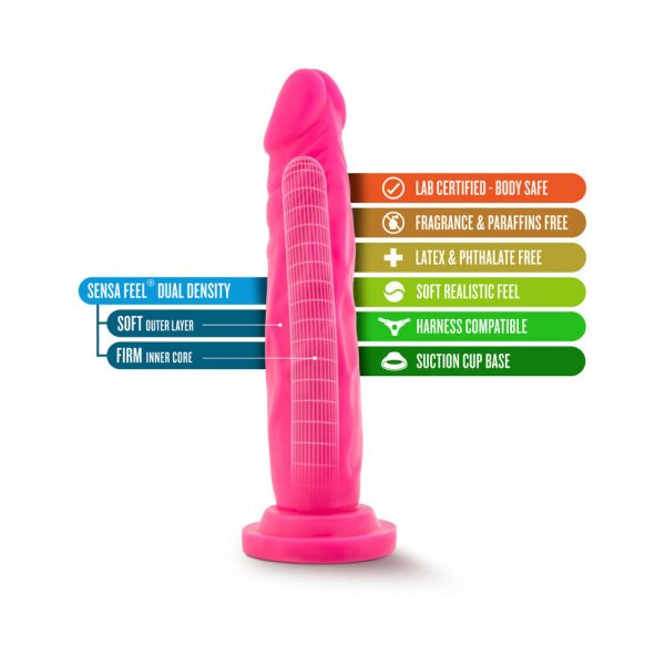 Neo 7.5 in. Dual Density Dildo Neon Pink - Image 6