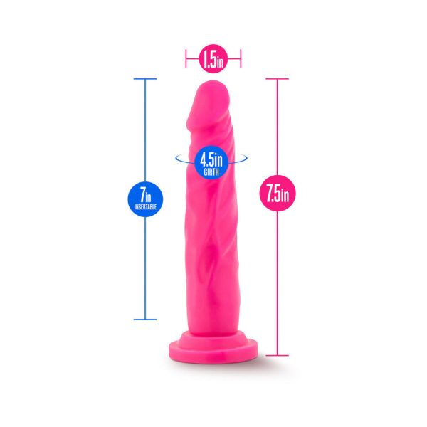 Neo 7.5 in. Dual Density Dildo Neon Pink - Image 9