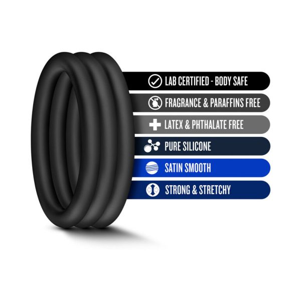 Performance VS3 Pure Premium Silicone Cockrings 3-Pack Large Black - Image 6