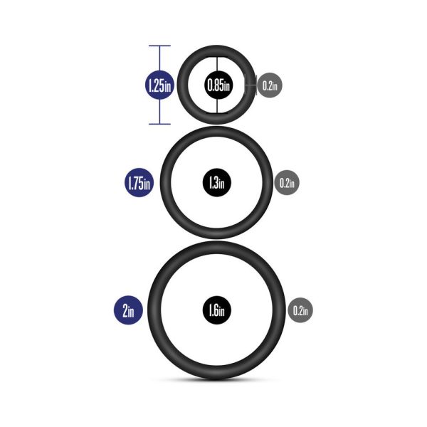 Performance VS4 Pure Premium Silicone Cockrings 3-Pack Set Black - Image 5