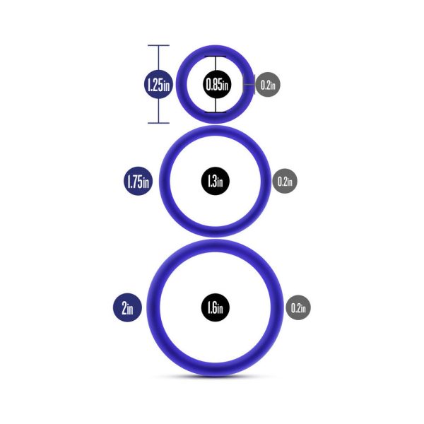 Performance VS4 Pure Premium Silicone Cockrings 3-Pack Set Indigo - Image 7