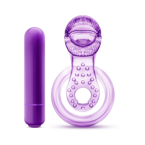 Play with Me Lick It Vibrating Double Strap Cockring Purple - Image 4
