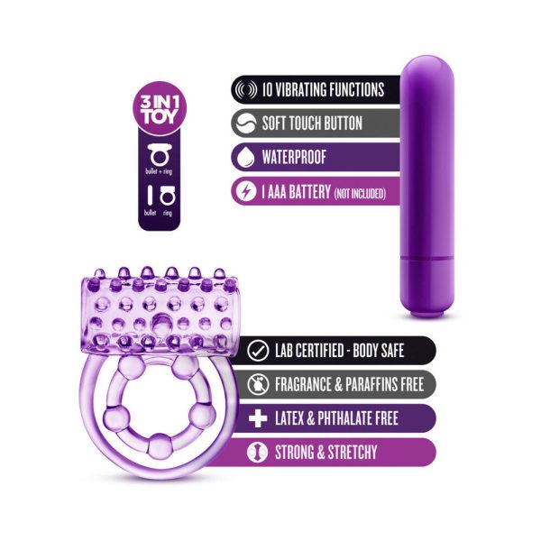 Play with Me The Player Vibrating Double Strap Cockring Purple - Image 6