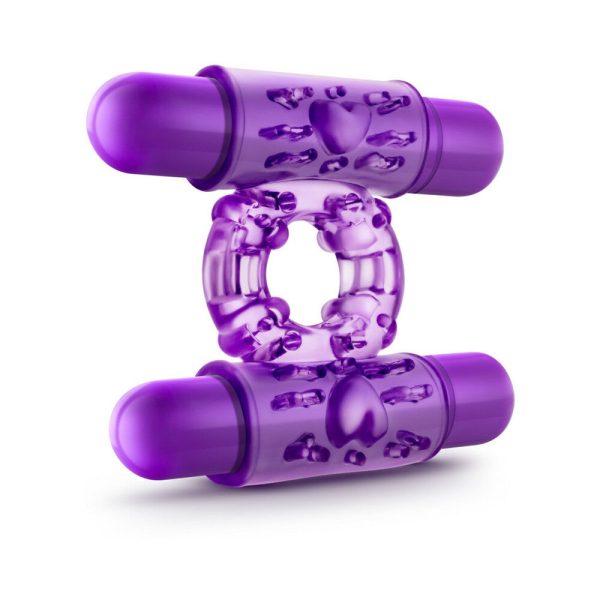 Play with Me Double Play Dual Vibrating Cockring Purple - Image 2