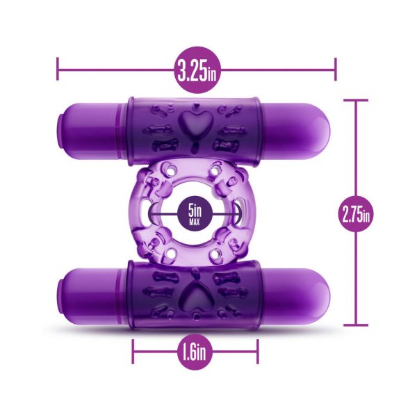 Play with Me Double Play Dual Vibrating Cockring Purple - Image 5