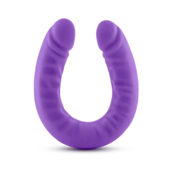 Ruse Realistic 18 in. Silicone Slim Double Dong Dual Ended Dildo Purple - Image 2