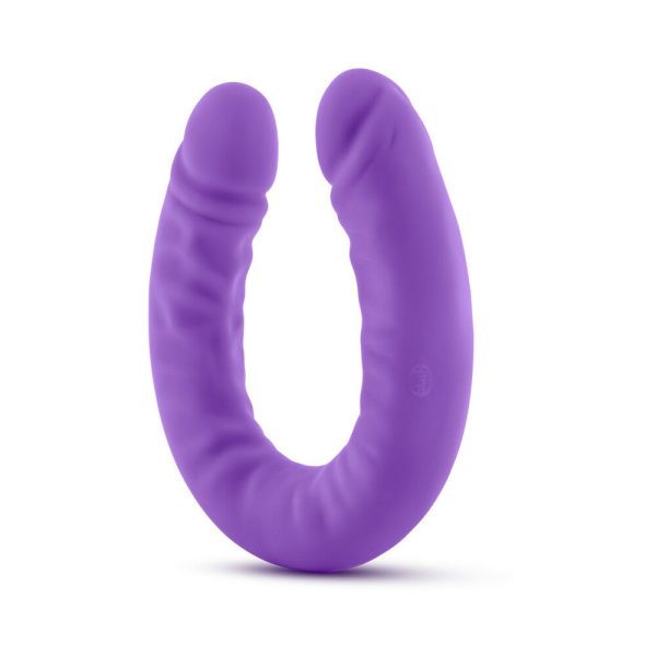 Ruse Realistic 18 in. Silicone Slim Double Dong Dual Ended Dildo Purple - Image 3