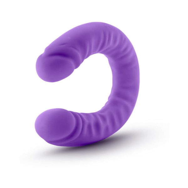Ruse Realistic 18 in. Silicone Slim Double Dong Dual Ended Dildo Purple - Image 4