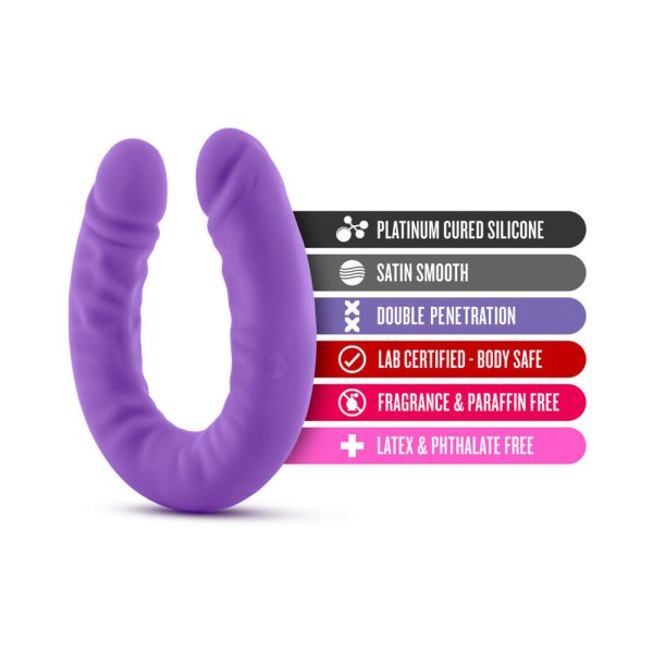 Ruse Realistic 18 in. Silicone Slim Double Dong Dual Ended Dildo Purple - Image 5