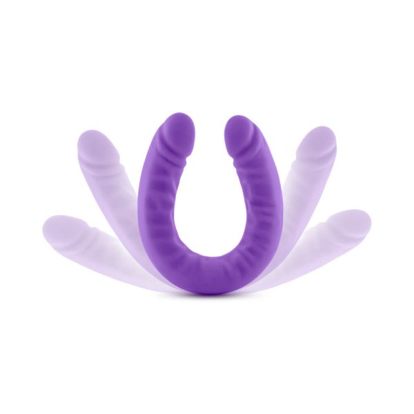 Ruse Realistic 18 in. Silicone Slim Double Dong Dual Ended Dildo Purple - Image 6