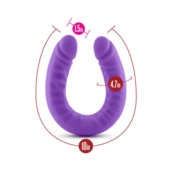 Ruse Realistic 18 in. Silicone Slim Double Dong Dual Ended Dildo Purple - Image 7