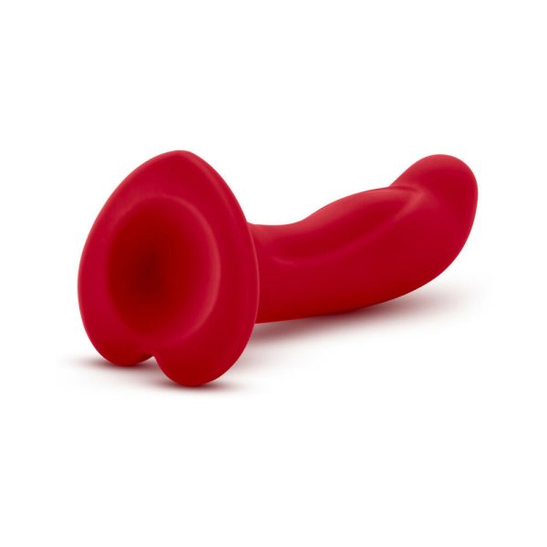 Temptasia Jezebel 6 in. Curved Silicone Dildo with Heart-Shaped Suction Cup Crimson - Image 5