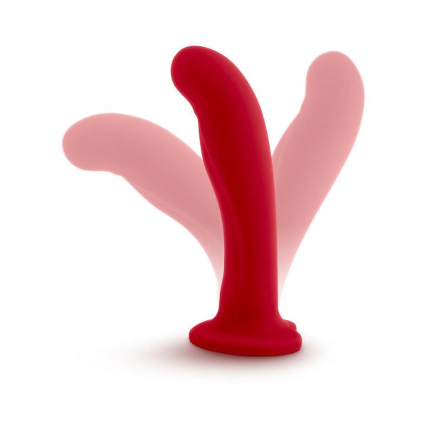 Temptasia Jezebel 6 in. Curved Silicone Dildo with Heart-Shaped Suction Cup Crimson - Image 7