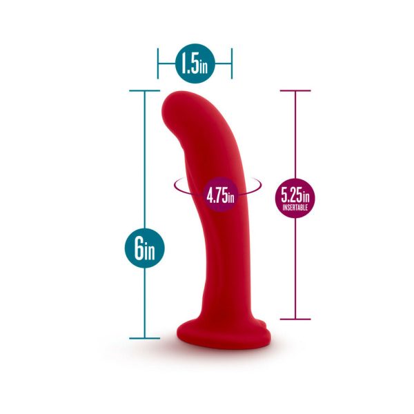 Temptasia Jezebel 6 in. Curved Silicone Dildo with Heart-Shaped Suction Cup Crimson - Image 8