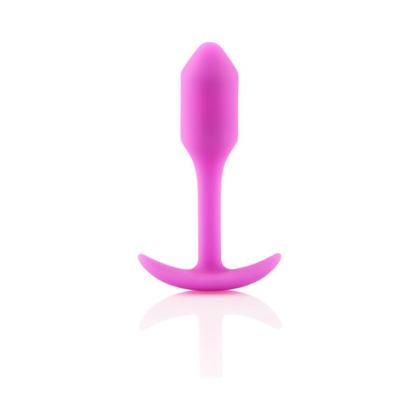 b-Vibe Snug Plug 1 Weighted Silicone Anal Plug Fuchsia - Image 3