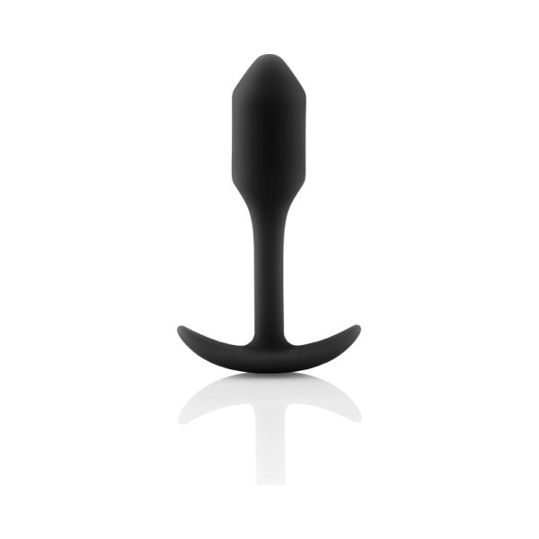 b-Vibe Snug Plug 1 Weighted Silicone Anal Plug Black - Image 3