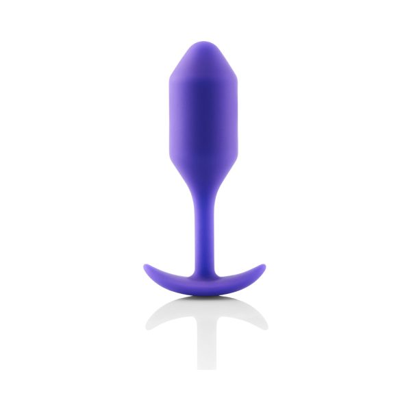 b-Vibe Snug Plug 2 Weighted Silicone Anal Plug Purple - Image 3