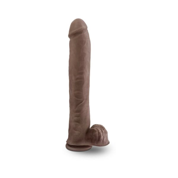 Au Naturel Daddy 14 in. Posable Dual Density Dildo with Balls Brown - Image 2