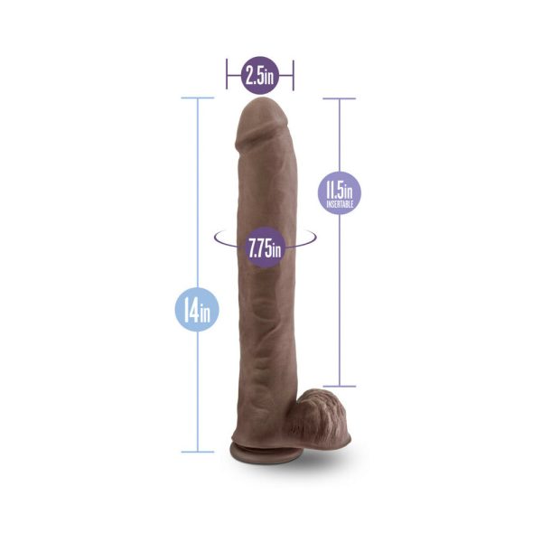 Au Naturel Daddy 14 in. Posable Dual Density Dildo with Balls Brown - Image 10