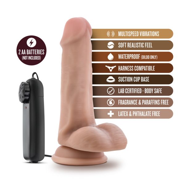 Dr. Skin Dr. Rob 6.5 in. Vibrating Dildo with Balls Beige - Image 7