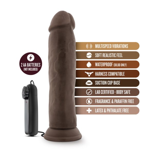 Dr. Skin Dr. Throb Realistic 9.5 in. Vibrating Dildo Brown - Image 6