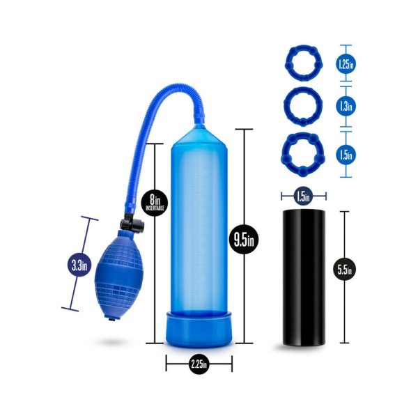 Quickie Kit Go Big Pump, Stroker & 3-Piece Cockring Set Blue - Image 5