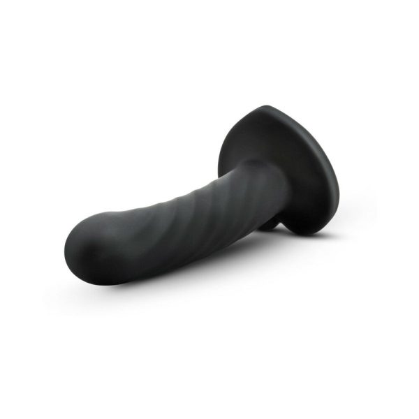 Temptasia Twist 5.5 in. Curved Dildo with Heart-Shaped Suction Cup Medium Black - Image 3
