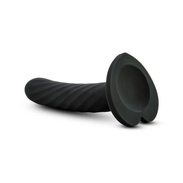 Temptasia Twist 5.5 in. Curved Dildo with Heart-Shaped Suction Cup Medium Black - Image 4