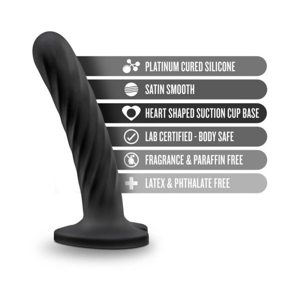 Temptasia Twist 5.5 in. Curved Dildo with Heart-Shaped Suction Cup Medium Black - Image 5