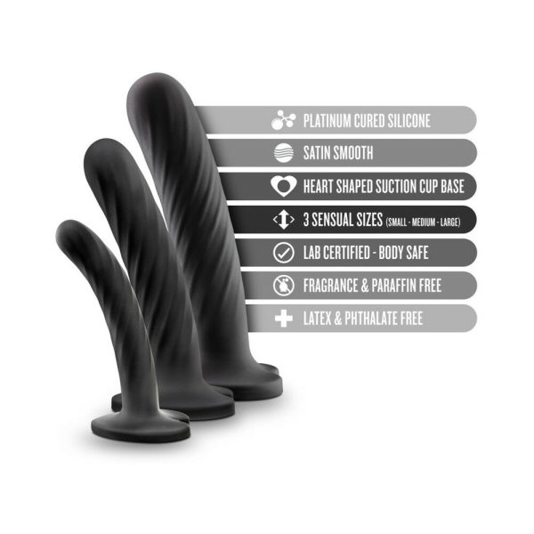 Temptasia Twist Kit 3-Piece Silicone Dildo Set Black - Image 5