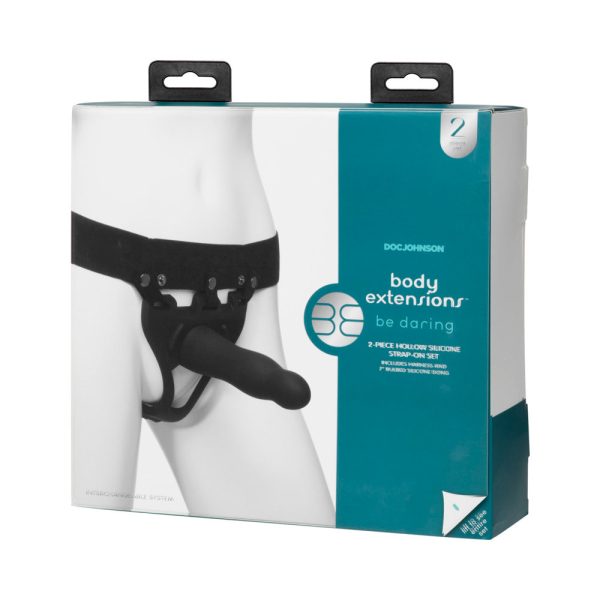 Be Daring Body Extensions Hollow Slim Dong Strap-On 2-Piece Set Black - Image 8