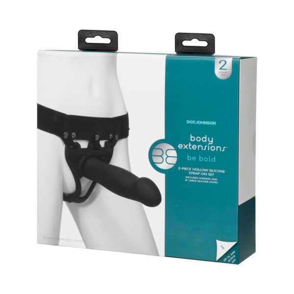 Be Bold Body Extensions Hollow Bulbed Strap-On 2-Piece Set Black - Image 8