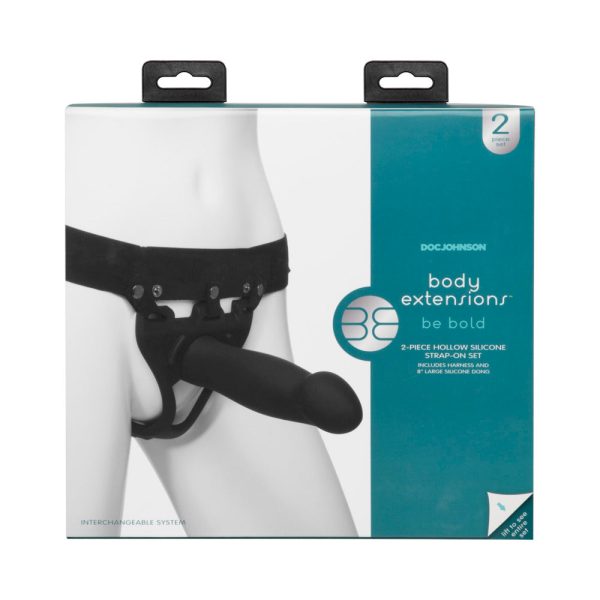 Be Bold Body Extensions Hollow Bulbed Strap-On 2-Piece Set Black - Image 9