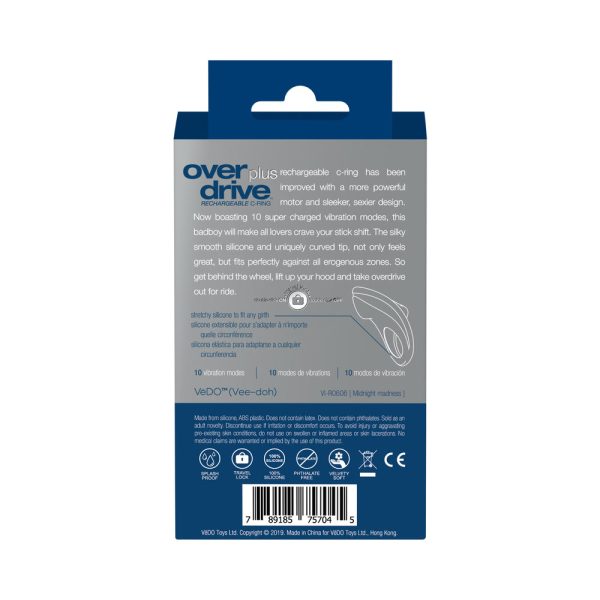 VeDO Overdrive+ Rechargeable Vibrating Ring - Midnight Madness - Image 8
