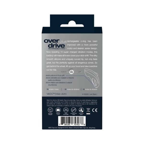 VeDO Overdrive+ Rechargeable Vibrating Ring - Just Black - Image 8