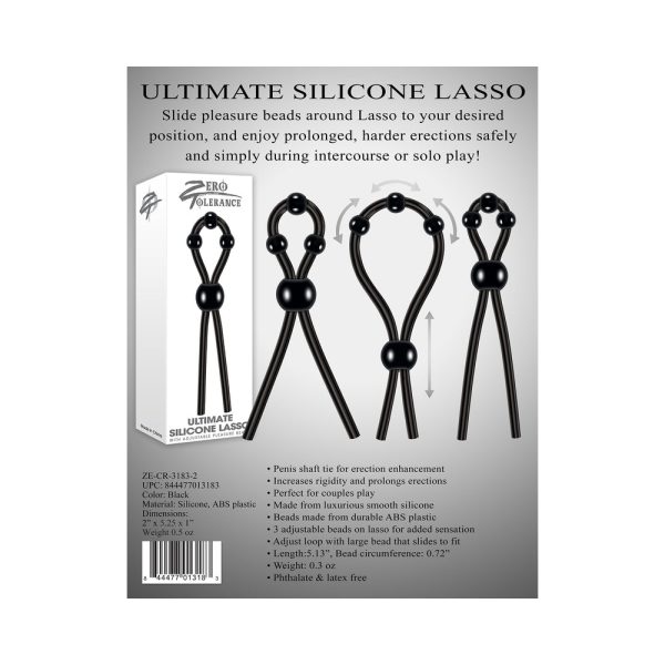 Zero Tolerance Ultimate Silicone Lasso Adjustable Cockring Black - Image 8