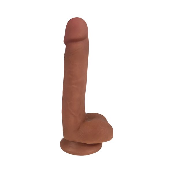Curve Toys Easy Riders 7 in. Dual Density Dildo with Balls & Suction Cup Tan - Image 2