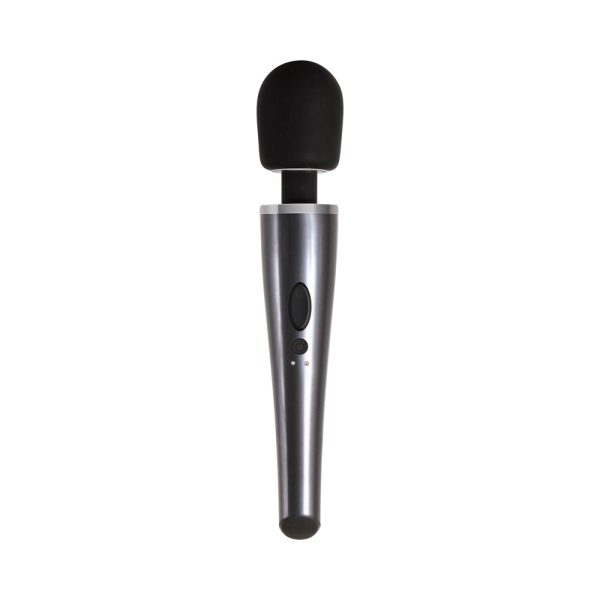 Evolved Mighty Metallic Wand Rechargeable Silicone Wand Vibrator Chrome/Black - Image 2