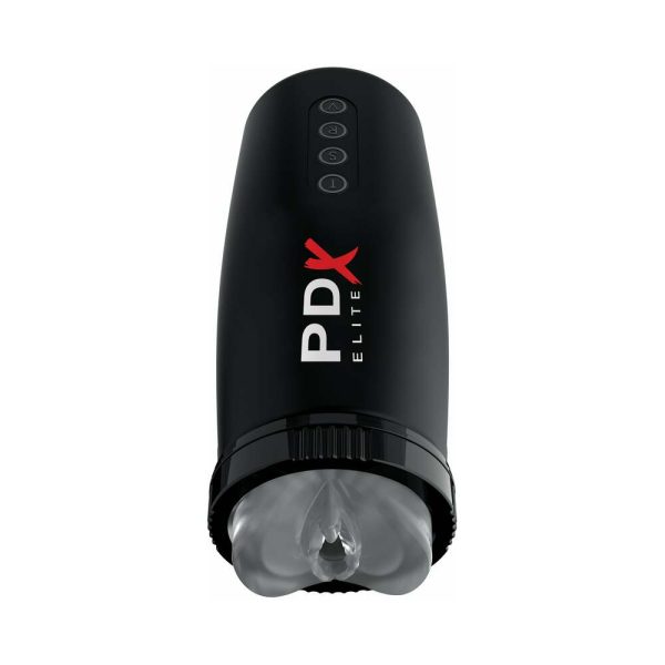 PDX Elite Motobator 2 Rechargeable Thrusting Vibrating Masturbator Clear/Black - Image 2