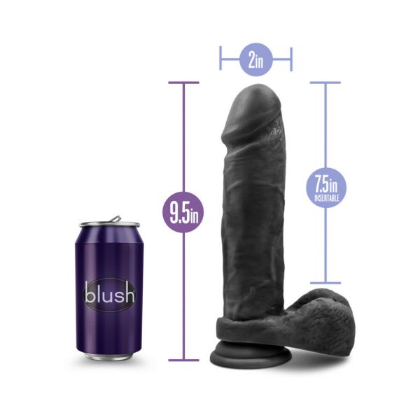 Au Naturel Bold Massive 9 in. Posable Dual Density Dildo with Balls Black - Image 6