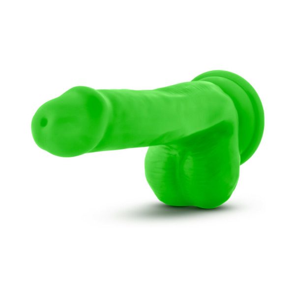 Neo Elite 6 in. Silicone Dual Density Dildo with Balls Neon Green - Image 3