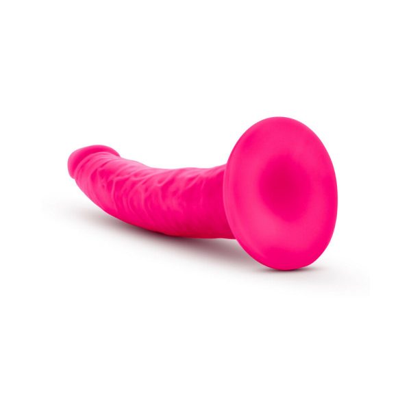 Neo Elite 7.5 in. Silicone Dual Density Dildo Neon Pink - Image 4