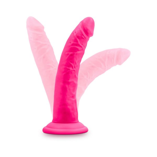 Neo Elite 7.5 in. Silicone Dual Density Dildo Neon Pink - Image 6