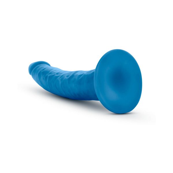 Neo Elite 7.5 in. Silicone Dual Density Dildo Neon Blue - Image 5