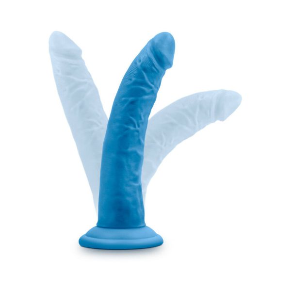 Neo Elite 7.5 in. Silicone Dual Density Dildo Neon Blue - Image 7