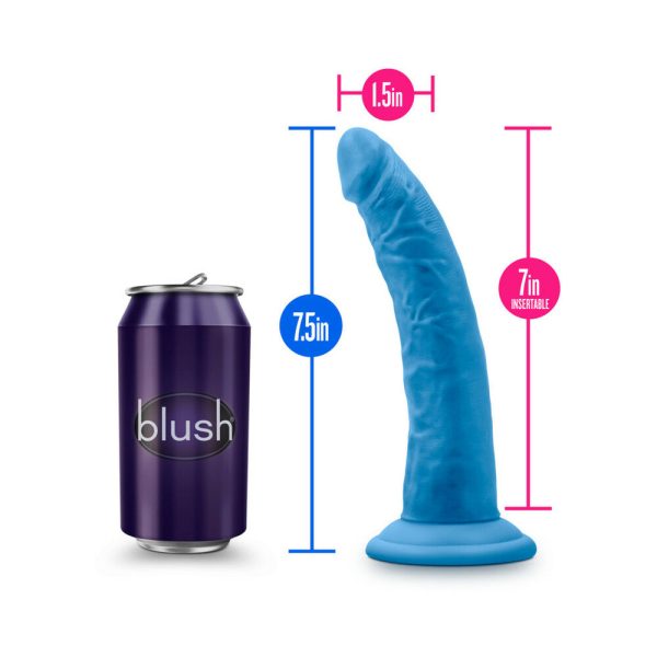 Neo Elite 7.5 in. Silicone Dual Density Dildo Neon Blue - Image 9