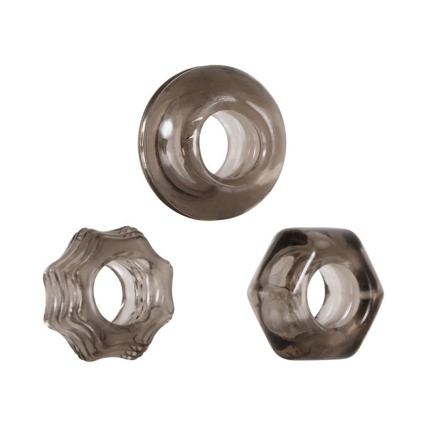 Zero Tolerance Triple Thick 3-Piece Cockring Set Smoke - Image 4