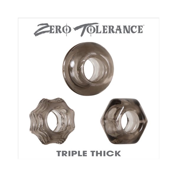 Zero Tolerance Triple Thick 3-Piece Cockring Set Smoke - Image 6