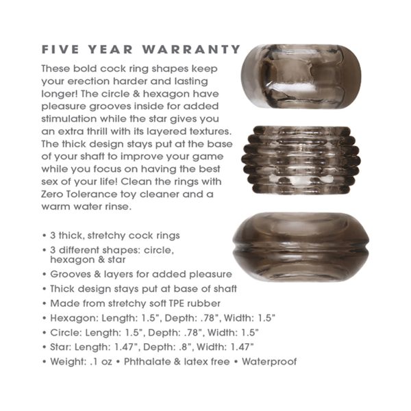 Zero Tolerance Triple Thick 3-Piece Cockring Set Smoke - Image 7