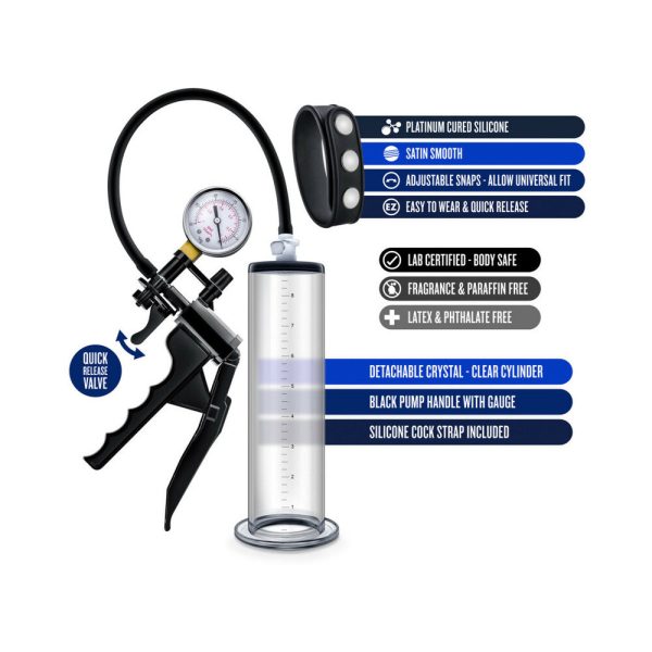 Performance VX8 Premium Penis Pump System with Silicone Cock Strap Clear - Image 3